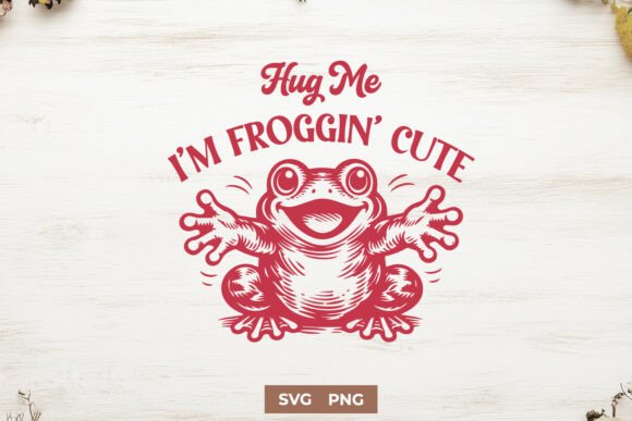 Hug Me I’m Froggin’ Cute SVG – Cute Frog Graphics