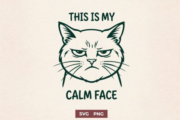 This Is My Calm Face Cat SVG, Funny PNG — Graphics for Crafts